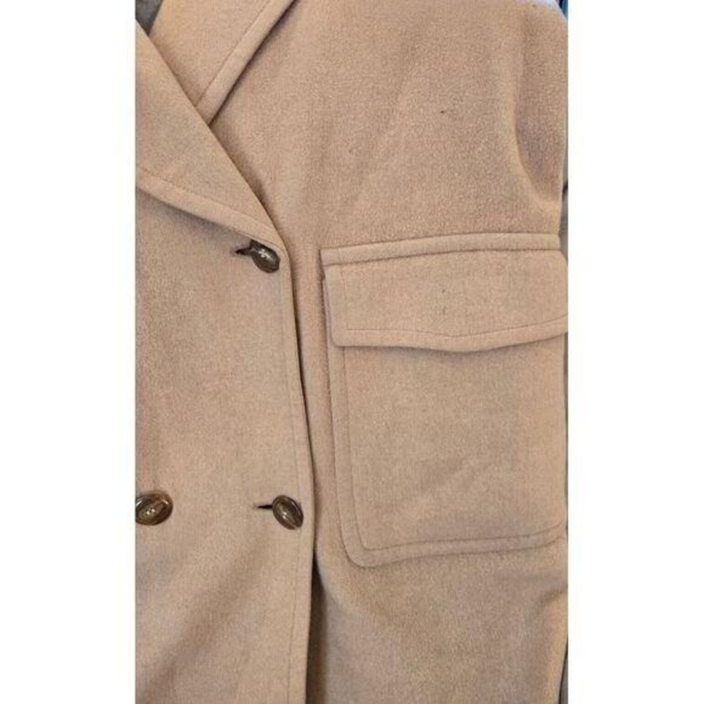 Vtg 60s Camel Hair Double Breasted Womens L Coat Old Money - Picture 13 of 16
